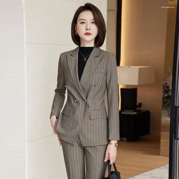 Women's Two Piece Pants Formal Women Business Suits High Quality Fabric Blazers Female Office Professional Career Interview Pantsuits