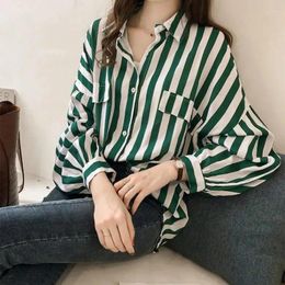 Women's Blouses Korean Oversized Women Clothing Striped Shirt Spring Autumn Fashion Youth Chic Pretty Loose Long Sleeve Basic Casual Blouse