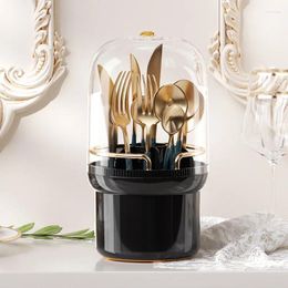 Storage Boxes Makeup Brush Holder With Lid Cosmetic Tools Organiser 360 Rotating Waterproof Dustproof Brushes For Vanity