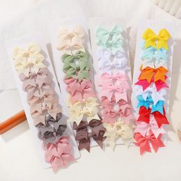 Hair Accessories 10Pcs/Set Grosgrain Ribbon Bowknot Clips For Baby Girls Colourful Bows Clip Hairpin Barrettes Headwear