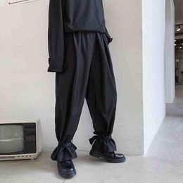 Men's Pants Trousers Spring And Autumn Personality Bandage Slacks Large Size Black Youth Yamamoto Style Stage Outfit