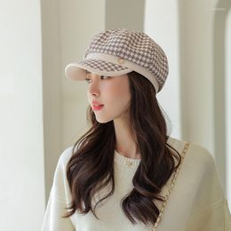 Stingy Brim Hats 2023 Stylish Rich Colors Women Black Autumn Winter Fashion Wool Patchwork Sboy Caps With Belt Female Gorras