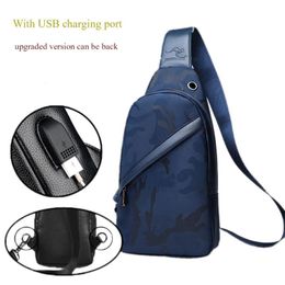 Waist Bags Women Bag Waterproof Men's Shoulder FashionOutdoor Sports Chest Pack Canvas USB Charging Handbag Pouch