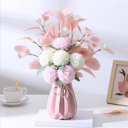 Decorative Flowers 47cm Artificial Hydrangea Chrysanthemum Ball Silk Fake Flower DIY Wedding El Home Garden Decoration Bouquet