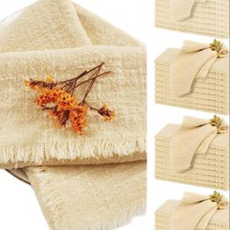 Table Napkin 10pcs Vintage Rustic Cotton Napkins Retro Burr Soft And Absorbent Cloth Linen For Wedding Party Decorations