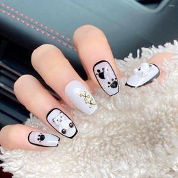 False Nails Long Press On Cute Bear Full Cover Art For Women Nail Decoration Removable Save Time Artificial 24PCS DIN889