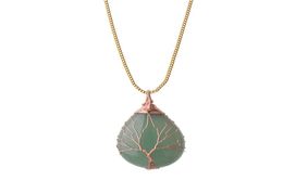 Tree of Life Wrap Water Drop Necklace Pendant Natural Gem Stone DIY Jewellery Making4558118