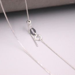 Chains Au750 Real 18K White Gold Chain Neckalce For Women Female 0.9mm Thin Wheat Link Choker Necklace 18''L Gift