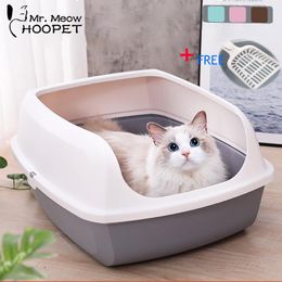 Boxes Hoopet Cats Litter Box Cat Toilet Litter Cat Anti Splash For Pet Cat Tray with Scoop Clean Toilette Home Plastic Sandbox Cat