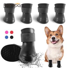 Shoes Benepaw Waterproof Dog Rain Boots AntiSlip Dog Shoes Adjustable Straps Outdoor Puppy Booties WearResistant Rubber Sole