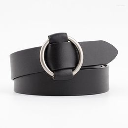 Belts Fashion Needle-free Round Ring Buckle Belt Woman Genuine Leather For Women Quality Cow Skin Strap Female Girdle Jeans