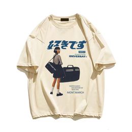 Men's T-Shirts Hip Hop Streetwear Harajuku Cotton T Shirt Girl Japanese Kanji Print Men Tshirt Summer Short Sleeve Women T-Shirt 230426