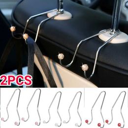 2pcs Universal Seat Back Organiser Hooks Metal Car Headrest Bag Hangers Bling Diamond Multi-functional Storage