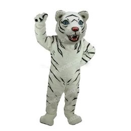 Adult Size White Tiger Mascot Costumes Halloween Cartoon Character Outfit Suit Xmas Outdoor Party Festival Dress Promotional Advertising Clothings