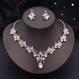 Beaded Necklaces Water drop Butterfly Bridal Jewelry Sets for Women Earring Necklace Set Rhinestone Crystal Wedding 3 Pcs Gifts 231124