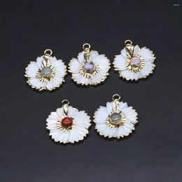 Pendant Necklaces Charms Natural Shell Flower Shape White For Women Making DIY Earring Necklace Accessories 22x21mm