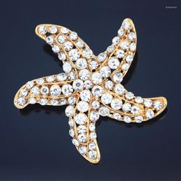 Brooches Vintage Fashion Very Cute Crystal Starfish Brooch Lovely Wedding Bridal Bouquet Pins Factory Price