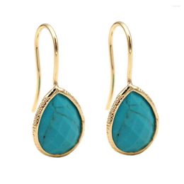 Dangle Earrings 6pair Trendy Gold Plated Gem Stone Earring Amethyst Turquoise Labradorite Drop Party Jewellery For Women