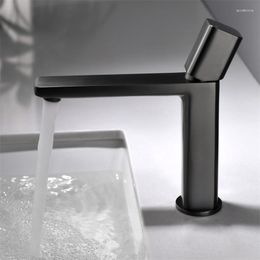Bathroom Sink Faucets Gun Grey Basin Solid Brass Mixer & Cold Single Handle Deck Mounted Lavatory Unique Design Taps Black