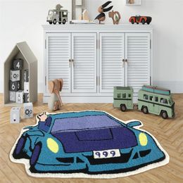 Carpets Enthusiast Racing Car Shaped Tufting Rug Soft Tufted An-slip Floormat Sofa Feet Mat Carort Entrance Doormats Absorbent BathMat 231124