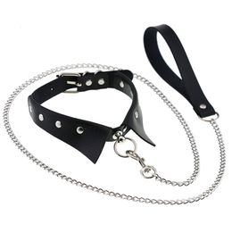 Adult Toys Exotic Accessories Of Bdsm Slave Bondage Leather Collar With Leash Ring Steel Chain Sex Toys To Lover Roleplay Posture Spreader 230426