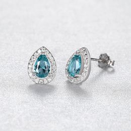 Charming Water Drops Colourful Gems s925 Silver Stud Earrings Female Celebrities Same Style High end Earrings Microinlaid Zircon Fashion Luxury Brand Jewellery