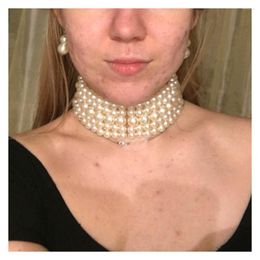 Chains 2023 Fashion Jewellery Multi Layer Imitation Pearl Necklaces For Women Party Wedding Bride Necklace Collar Choker The Neck