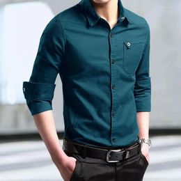 Men's Casual Shirts 2024 Cotton Male Long Sleeve Men Slim Fit Korean Style Versatile Business Shirt Large Size Solid Color T-shirt