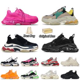 Pairs Triple s Casual Designer Shoes Women Men Cloud White Black Green Pink Navy Red Track Runners Trainers Leather Mesh Fashion Vintage Platform Sneakers Size 36-45