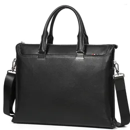 Briefcases Design Cowhide Men Business Bag Briefcase Natural Cowskin Laptop Office Black Handbag Man Shoulder Bolso Hombre