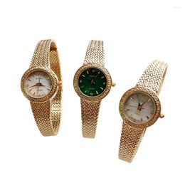 Wristwatches Women Gold Watches INS Carved Natural Fritillaria Face Women's Small Watch 30m Waterproof High Quality Movement