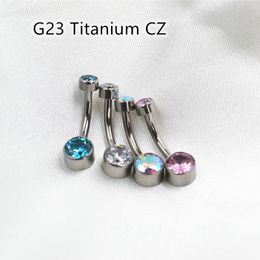 Nose Rings Studs Lot10PCS Body JewelryG23 CZ Nice Smart Navel Belly Button Body Piercing 14Gx10x46mm Navel Curve Barbells Belly Rings 230425