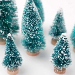 Christmas Decorations 8PCS 5-16cm Mixed Mini Tree Green Pine Sisal Cedar Fake Plants For Xmas Party Home Table Ornaments Year Gifts