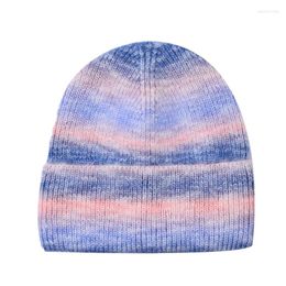 Berets Tie Dye Crimping Elasticity Keep Warm Women Beanie Hat Autumn Winter Outdoor Earflaps Skullies Beanies Ski Cap