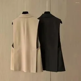 Women's Vests Chic Breathable Lady Notched Collar Lapel Business Blazer Suit Coat Flap Pockets Anti-pilling Vest Female Clothing