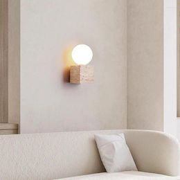 Wall Lamp Cream Style Living Room Sofa Background Porch Atmosphere Bedroom Bedside Simple Yellow Cave Stone