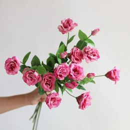 Decorative Flowers 27.5" Faux Real Touch Lisianthus Eustoma Blossom Branch-Melberry/Fuchsia DIY Floral | Wedding/Home Decoration/Bouquets