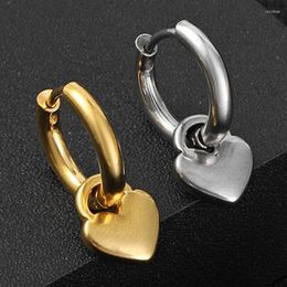 Hoop Earrings HNSP Stainless Steel Heart Small For Women Gold Silver Colour