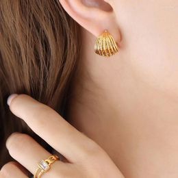 Stud Earrings 2023 Metal Wind C- Shaped Women's Hollow Stitching Brass Material Fashion Exaggerated