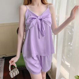 Women's Sleepwear 2023 Fashion Ladies Sexy Pajama Set Women's 2 Pieces Pyjamas Silk Satin Cami Top And Shorts Pajamas For Women