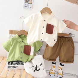 Clothing Sets Boys' Lapel Pocket Short Sleeve Suit Fashion Loose Shorts Two Pieces Set Children's Summer Baby Boy's Outfit