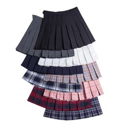 Dresses Korean Fashion Summer Y2k Pleated Women Skirt Black High Waist Without Short Pant Inside Sexy Over Knee ALine Plaid Mini Skirts