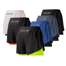 Men track loose three-point pants breathable quick dry lining anti-luminescence double layer fitness marathon shorts