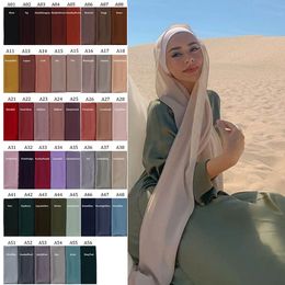 Hijabs Muslim Women Chiffon Hijab Scarf Chiffon Soft Hijab Shawl Long Scarf Wrap Headscarves For Muslim Fashion 230426