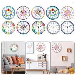Wall Clocks Homeschool Room Clock Colourful Round Silent Enhance Time-telling Skills In Kids' Decor