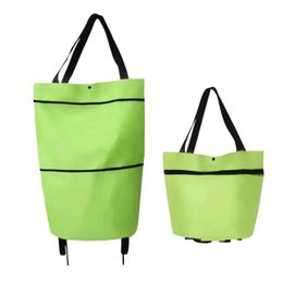 Storage Bags Foldable Shopping Trolley Cart Reusable Eco Large Waterproof Bag Luggage Wheels Basket Non-Woven Market PouchStorage