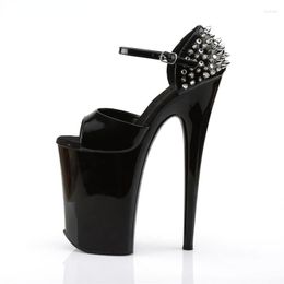 Sandali 23 Cm Tacchi Alti Estate Donna Scarpe Rivetto Decorazione 9 Pollici Sexy Pole Dancing Nightclub