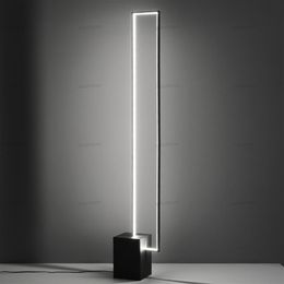 Nordic Minimalist LED Floor Lamps Tricolor Lamp Remote Control Indoor Decor Black Metal With Switch Button Standing Lamp2568