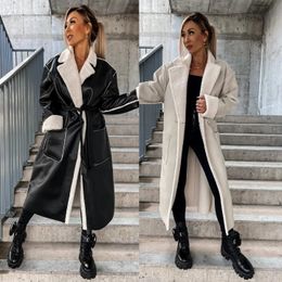 Women's Wool Blends Coat for Women 2023 AutumnWinter Casual Leather Coats Ladies Thickened Loose Fashion Jacket 231124