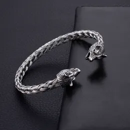 Silver Stainless Steel Cuff bangle Biker skull head End Open Bracelet knot Wire chain for Mens XMAS GIfts